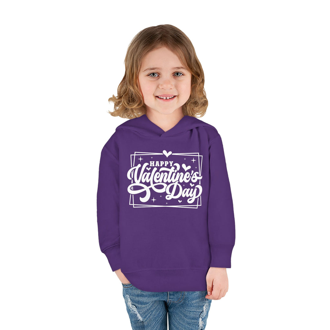 Happy Valentine's Day W/Hearts - Toddler Pullover Fleece Hoodie