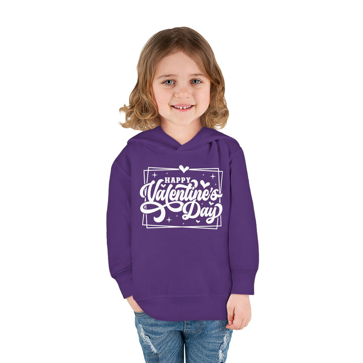 Happy Valentine's Day W/Hearts - Toddler Pullover Fleece Hoodie