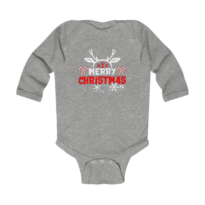 Merry Christmas Antlers - Infant Long Sleeve Bodysuit