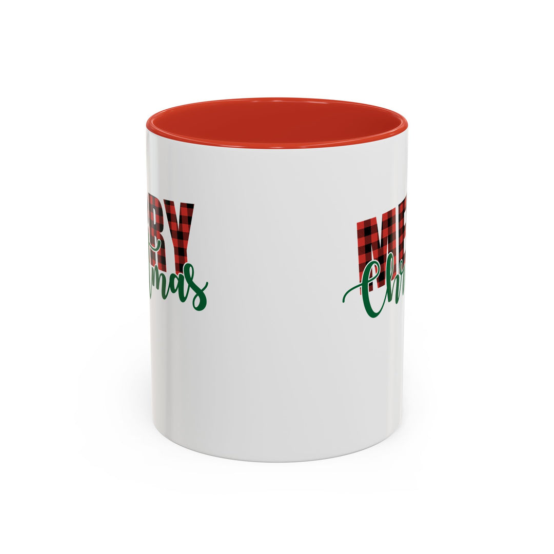 Merry Christmas Buffalo Plaid - Accent Coffee Mug (11, 15oz)