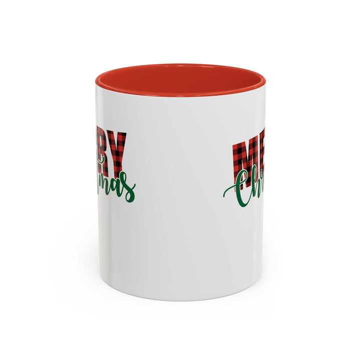 Merry Christmas Buffalo Plaid - Accent Coffee Mug (11, 15oz)