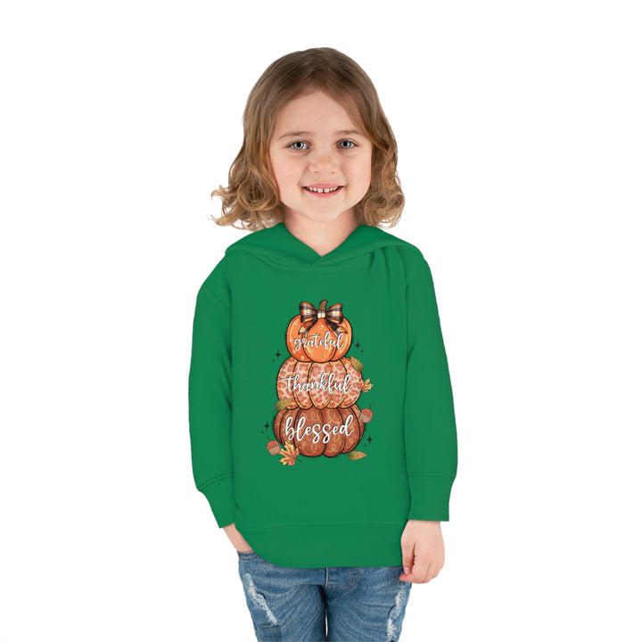 Grateful Thankful Blessed Pumpkins - Toddler Pullover Fleece Hoodie