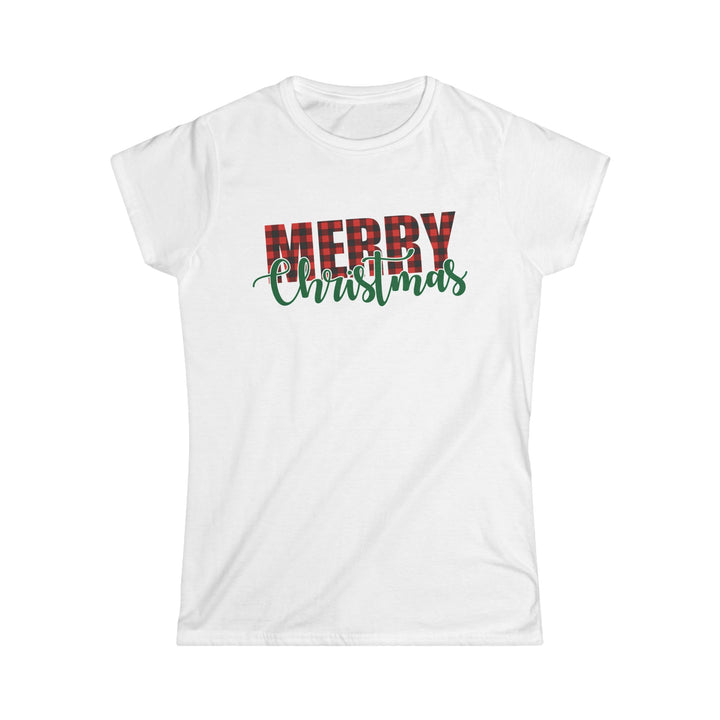 Merry Christmas Buffalo Plaid - Women's Softstyle Tee