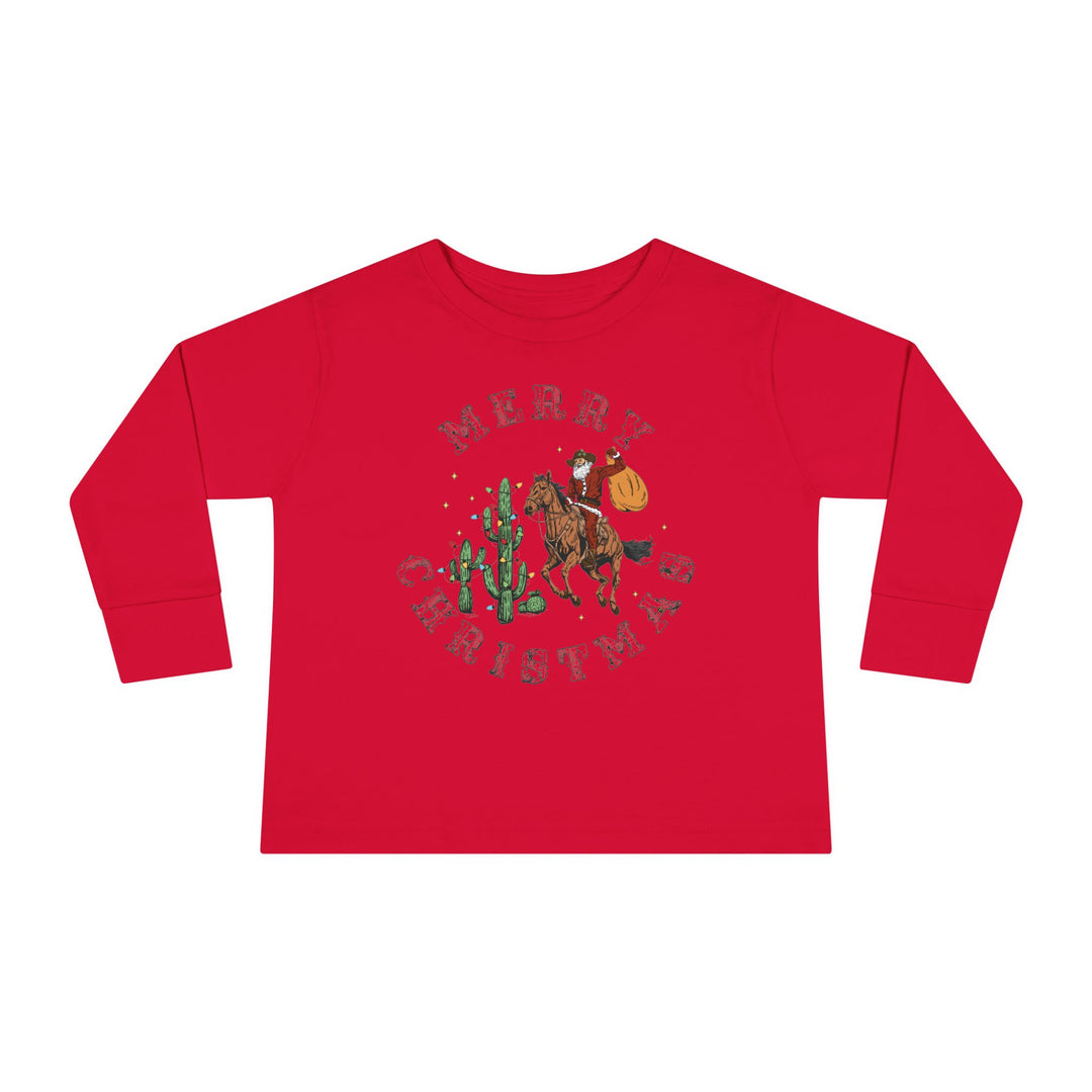 Merry Christmas Cowboy Santa - Toddler Long Sleeve Tee
