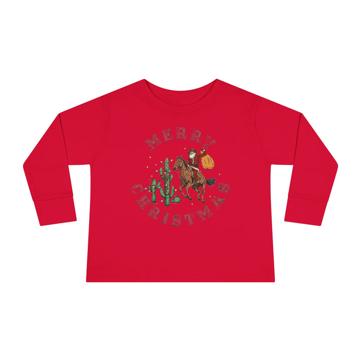 Merry Christmas Cowboy Santa - Toddler Long Sleeve Tee