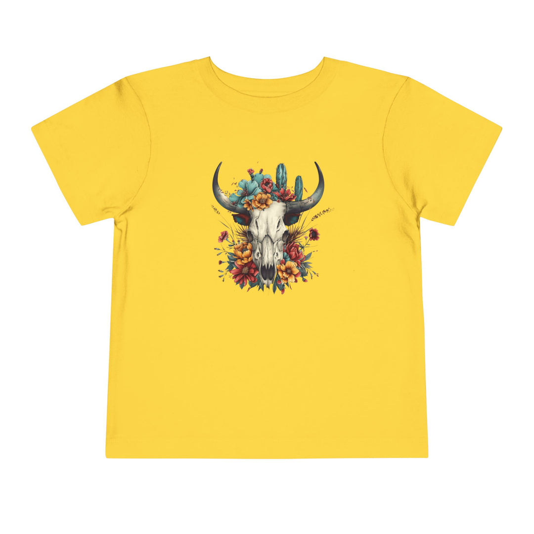 Bright And Flowery Skull - Toddler Short Sleeve Tee