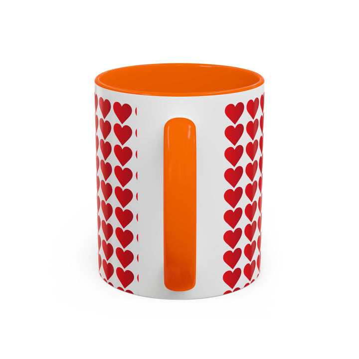 Red Valentine Hearts - Accent Coffee Mug (11, 15oz)