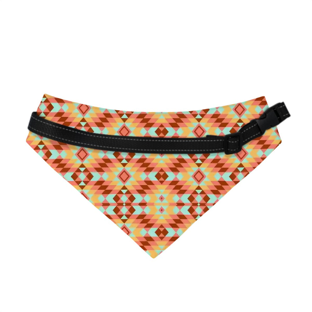 Geometric Blue Diamond - Dog Bandanas Double Sided with Buckle