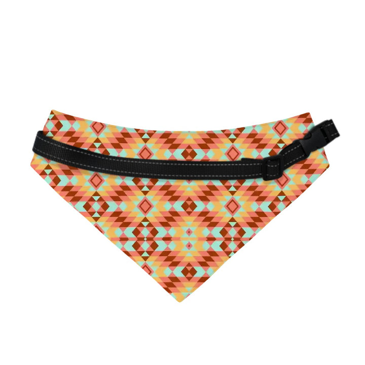 Geometric Blue Diamond - Dog Bandanas Double Sided with Buckle
