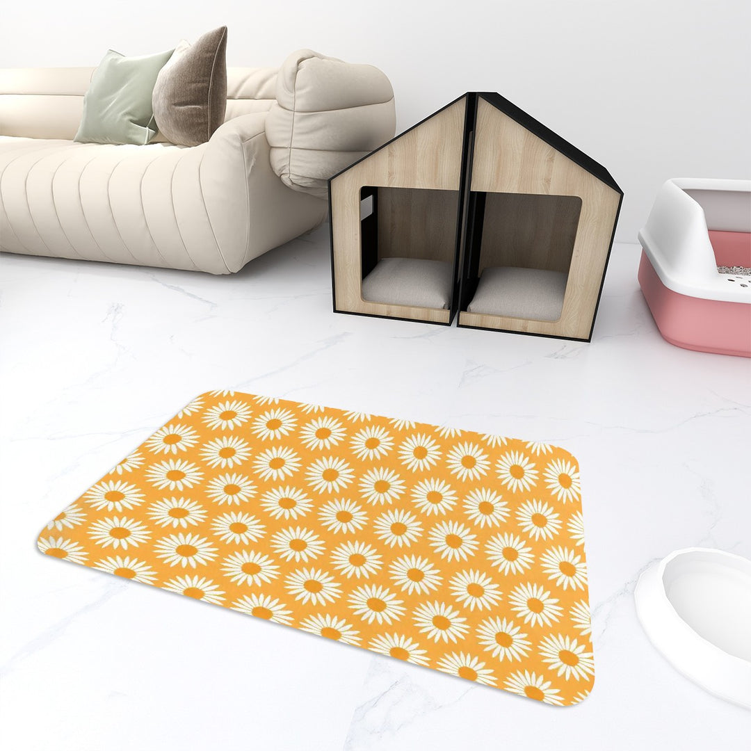 Yellow Sunflower Pattern - Pet Food Mat