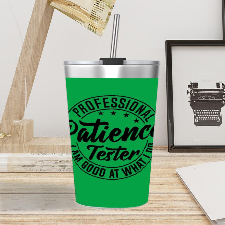 Professional Patience Tester - Stainless Steel Water Bottle With Straw (12oz)