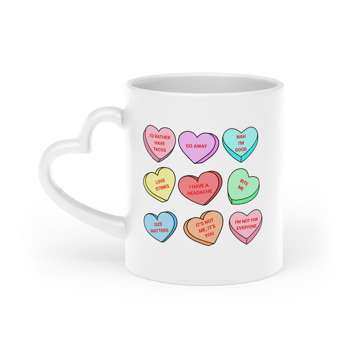 Conversation Hearts - Heart-Shaped Mug