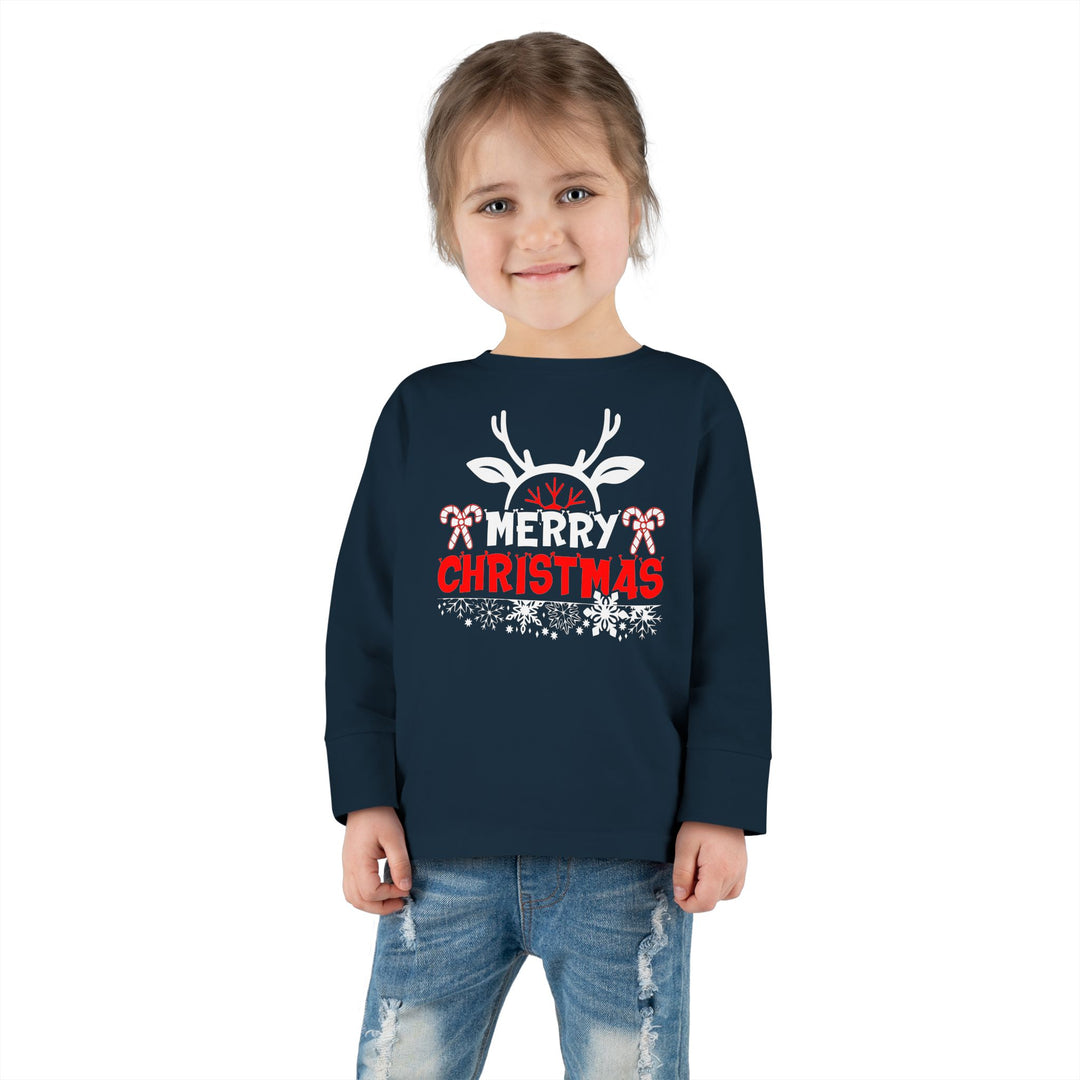 Merry Christmas Antlers - Toddler Long Sleeve Tee