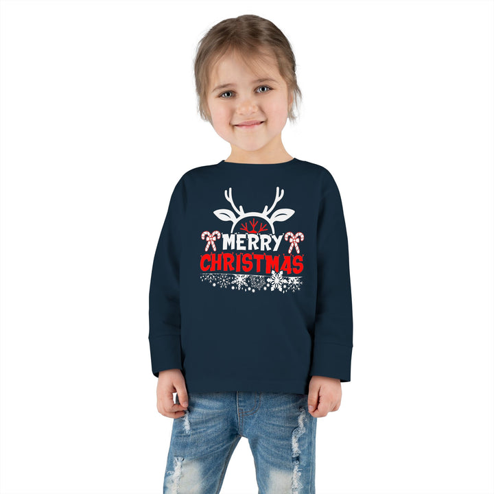 Merry Christmas Antlers - Toddler Long Sleeve Tee