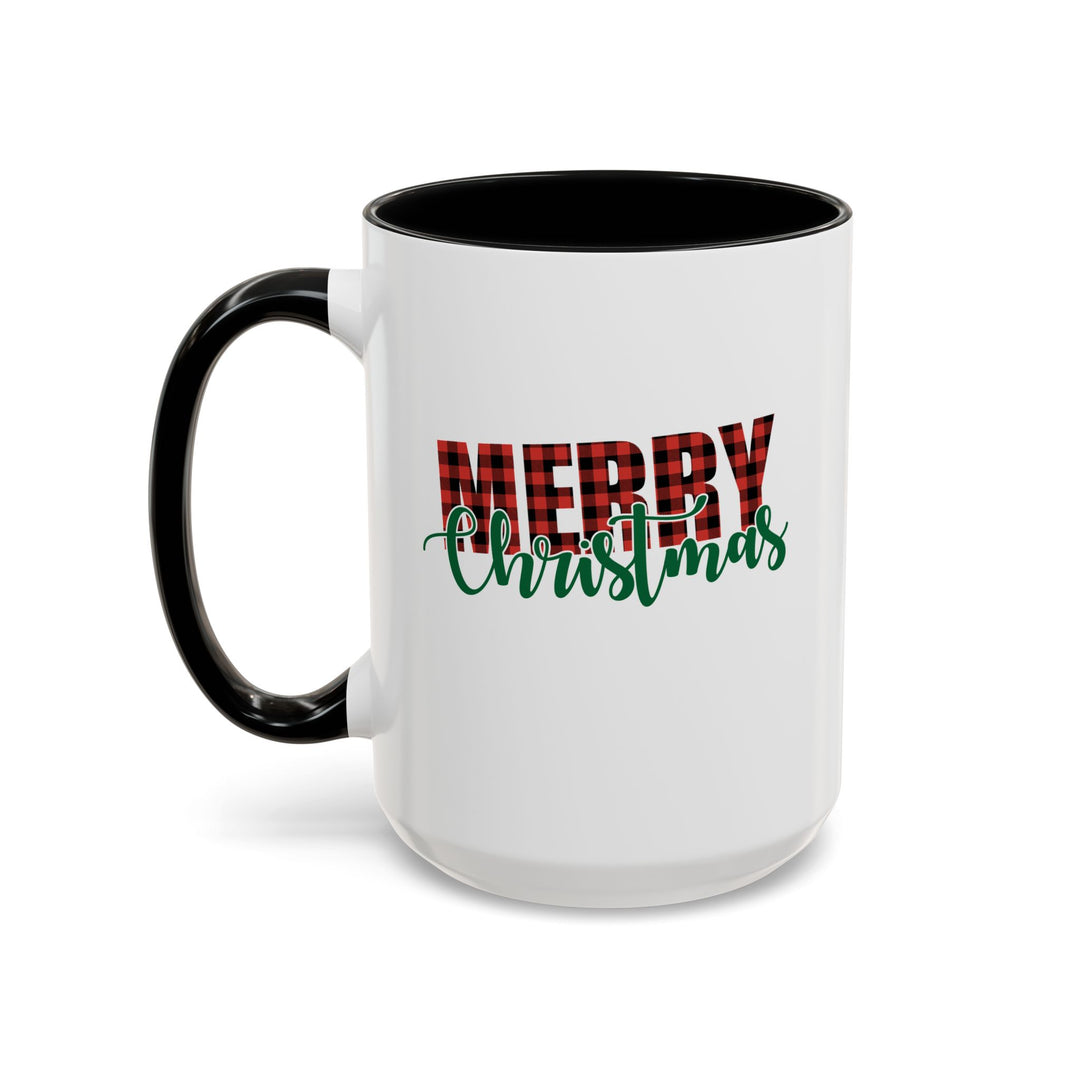 Merry Christmas Buffalo Plaid - Accent Coffee Mug (11, 15oz)