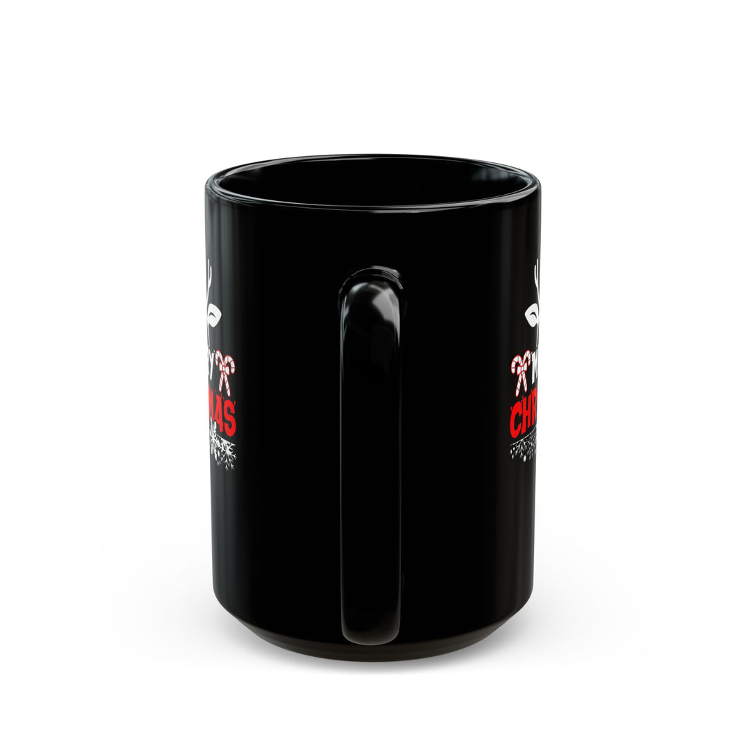 Merry Christmas Antlers - Black Mug (11oz, 15oz)