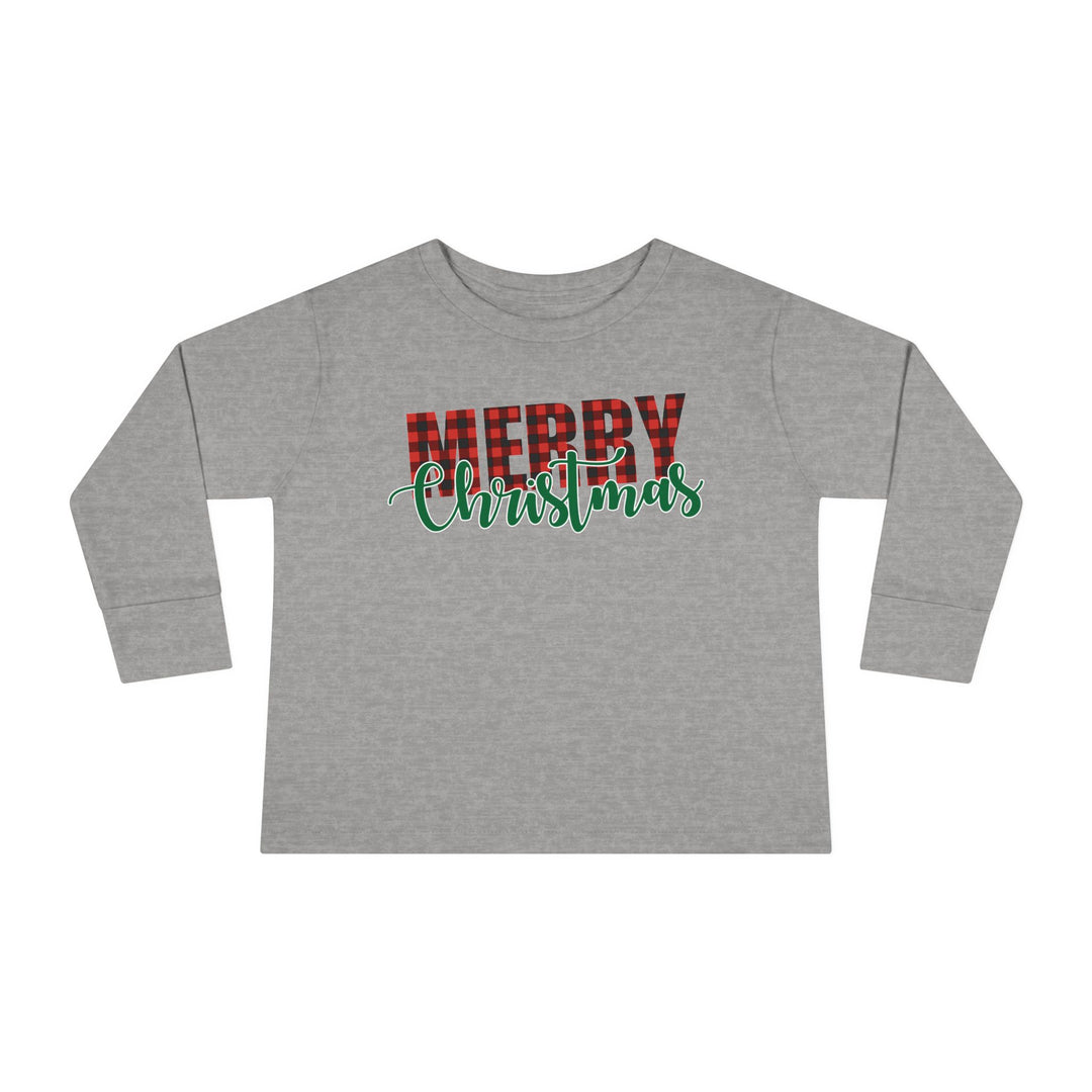 Merry Christmas Buffalo Plaid - Toddler Long Sleeve Tee