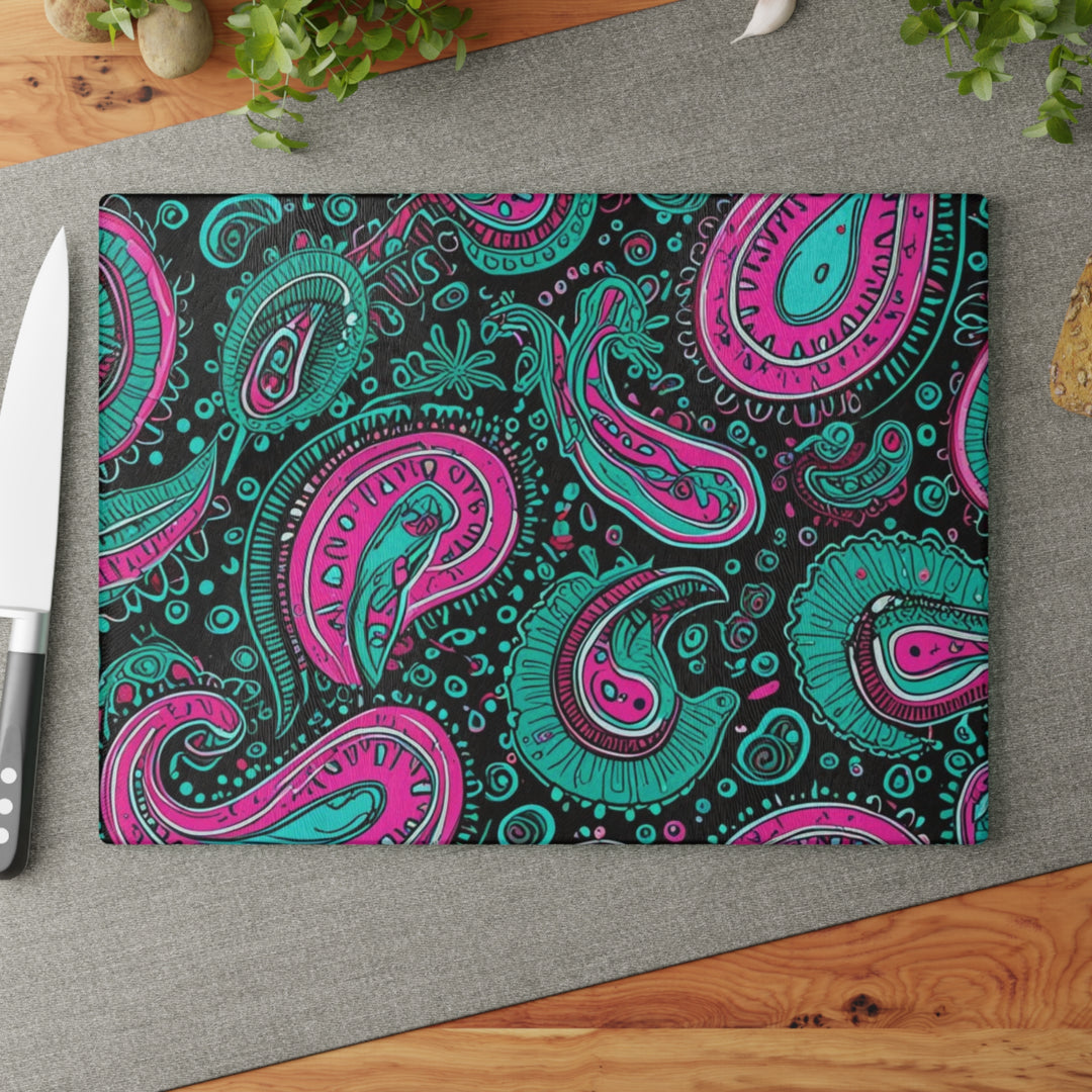 Paisley Print - Glass Cutting Board
