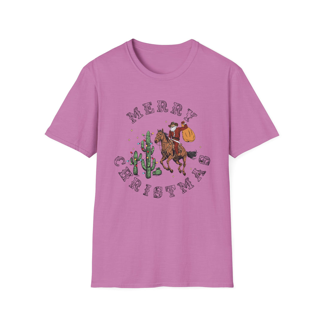 Merry Christmas Cowboy Santa - Unisex Softstyle T-Shirt
