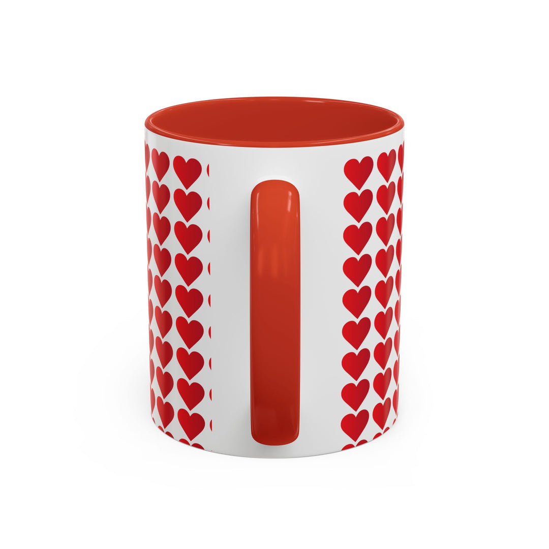 Red Valentine Hearts - Accent Coffee Mug (11, 15oz)