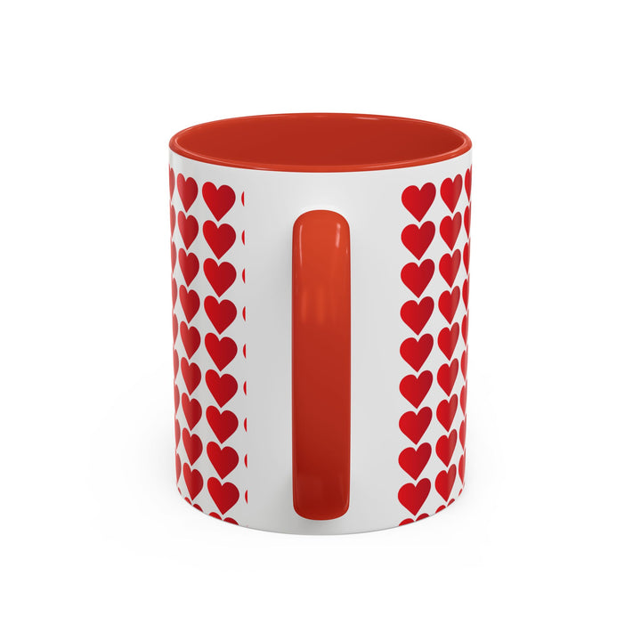 Red Valentine Hearts - Accent Coffee Mug (11, 15oz)