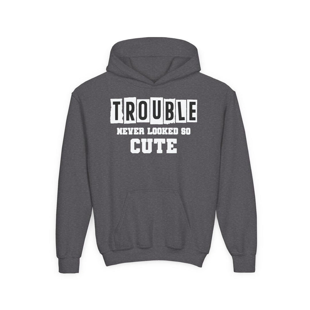 Trouble Never Looked So Cute - Youth Heavy Blend Hooded Sweatshirt