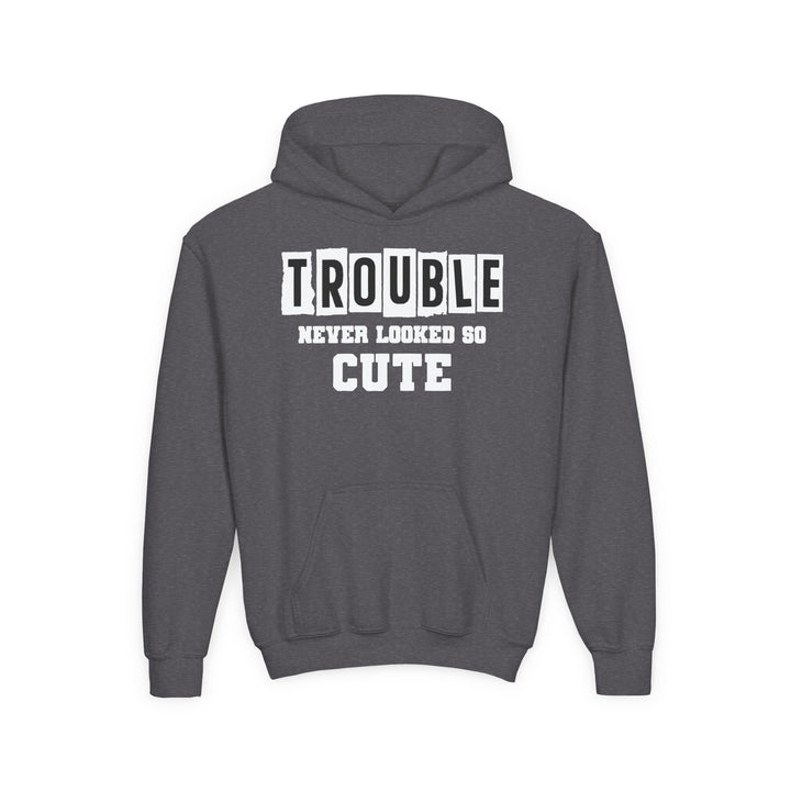 Trouble Never Looked So Cute - Youth Heavy Blend Hooded Sweatshirt