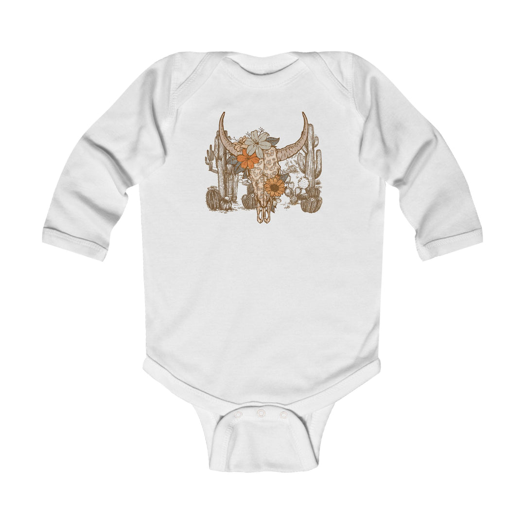 Flowery Leopard Skull - Infant Long Sleeve Bodysuit