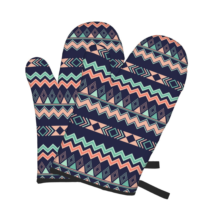 Peach Aztec Chevron - Oven Mitts Set of Two