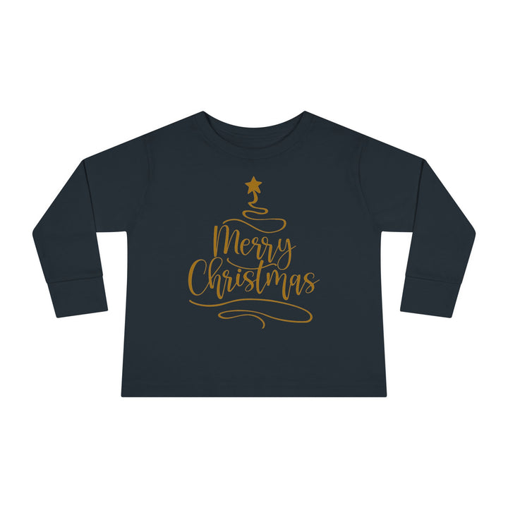 Merry Christmas Gold Tree - Toddler Long Sleeve Tee