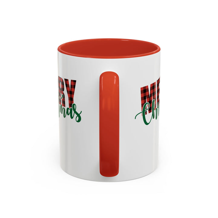 Merry Christmas Buffalo Plaid - Accent Coffee Mug (11, 15oz)