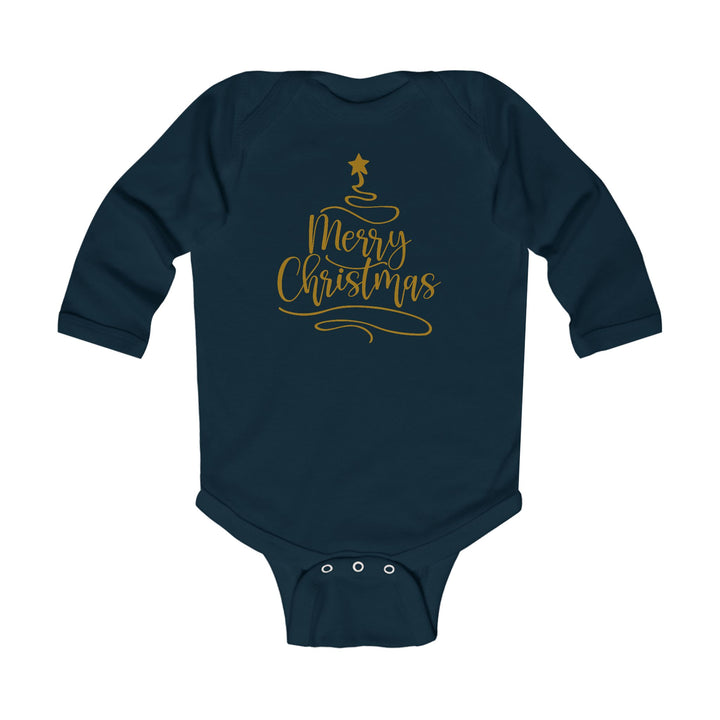Merry Christmas Gold Tree - Infant Long Sleeve Bodysuit