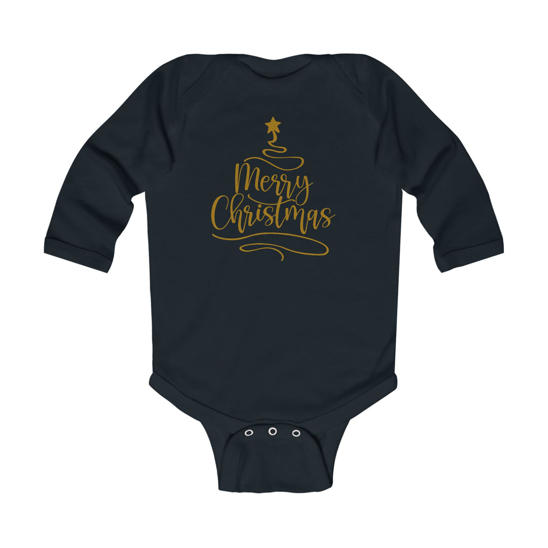 Merry Christmas Gold Tree - Infant Long Sleeve Bodysuit