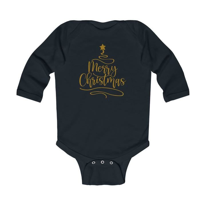 Merry Christmas Gold Tree - Infant Long Sleeve Bodysuit
