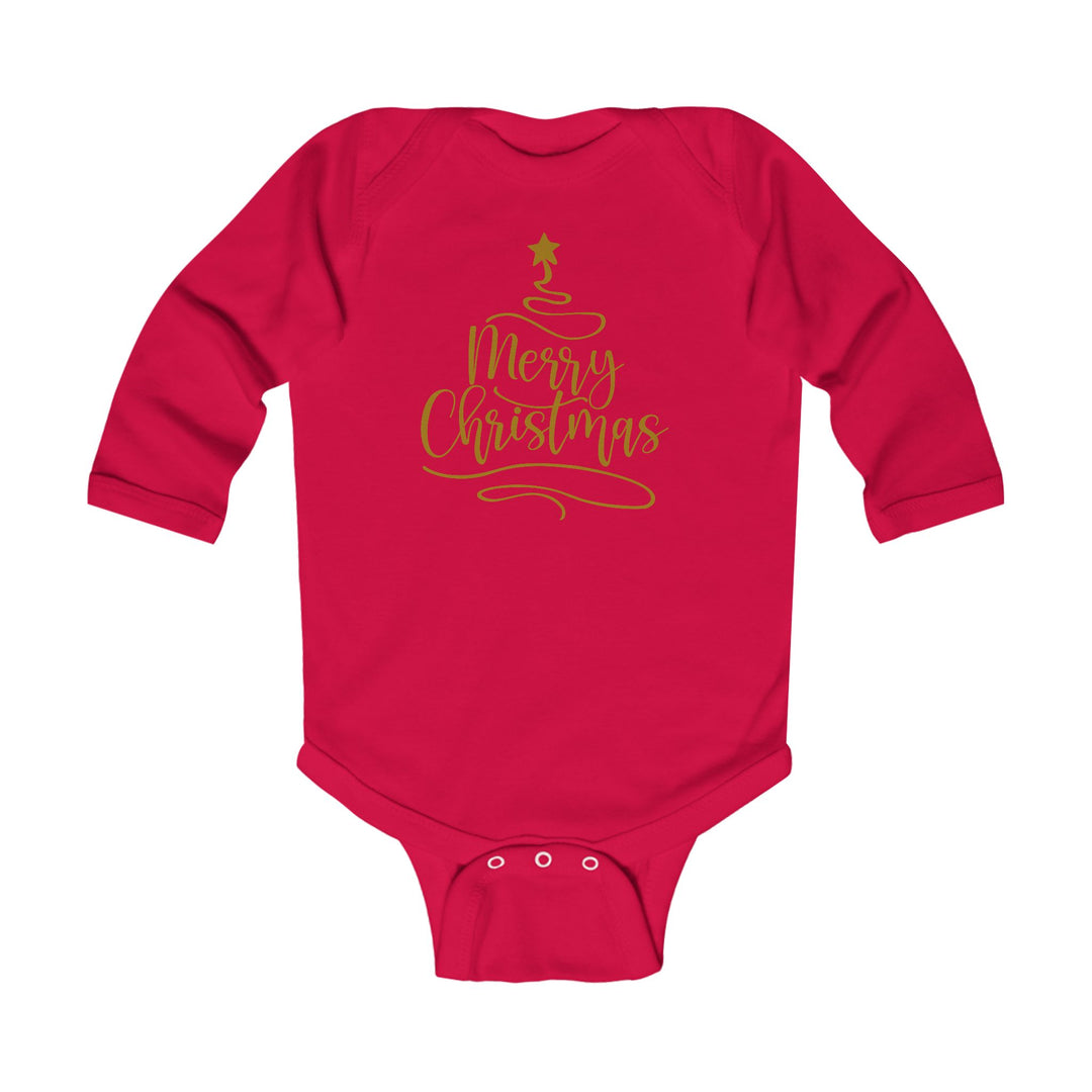 Merry Christmas Gold Tree - Infant Long Sleeve Bodysuit