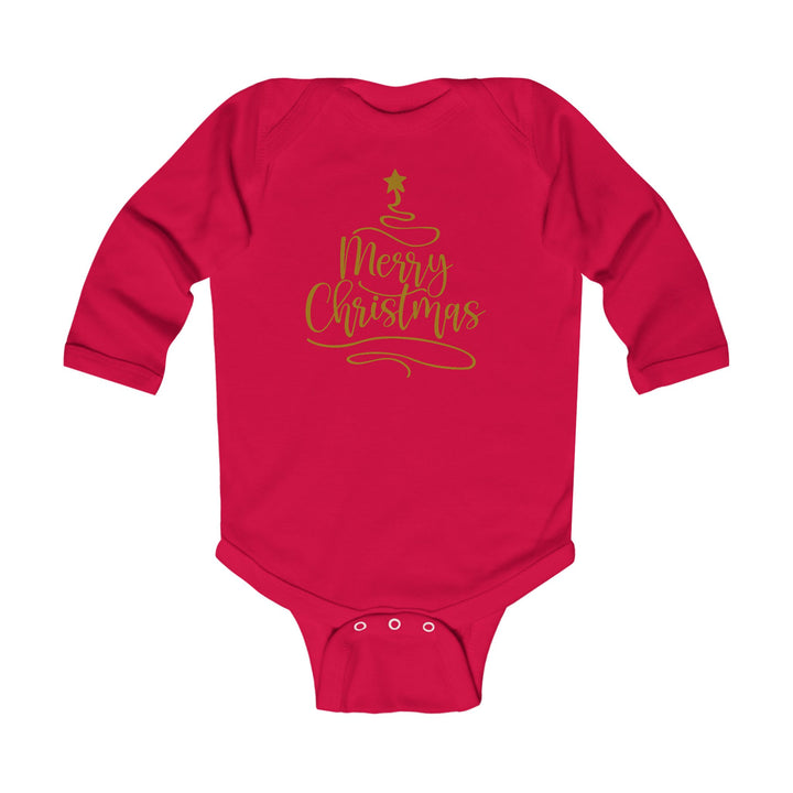 Merry Christmas Gold Tree - Infant Long Sleeve Bodysuit