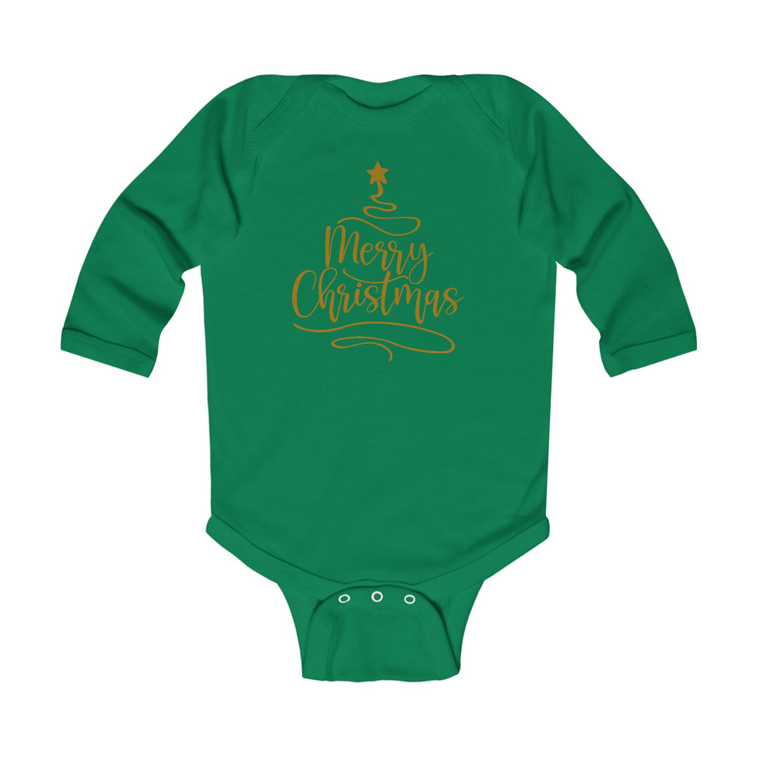 Merry Christmas Gold Tree - Infant Long Sleeve Bodysuit