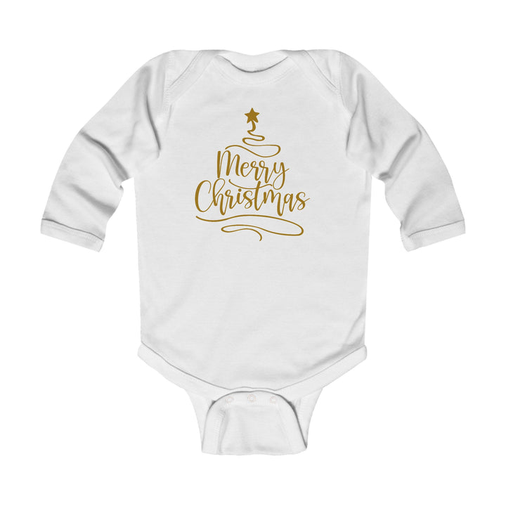 Merry Christmas Gold Tree - Infant Long Sleeve Bodysuit