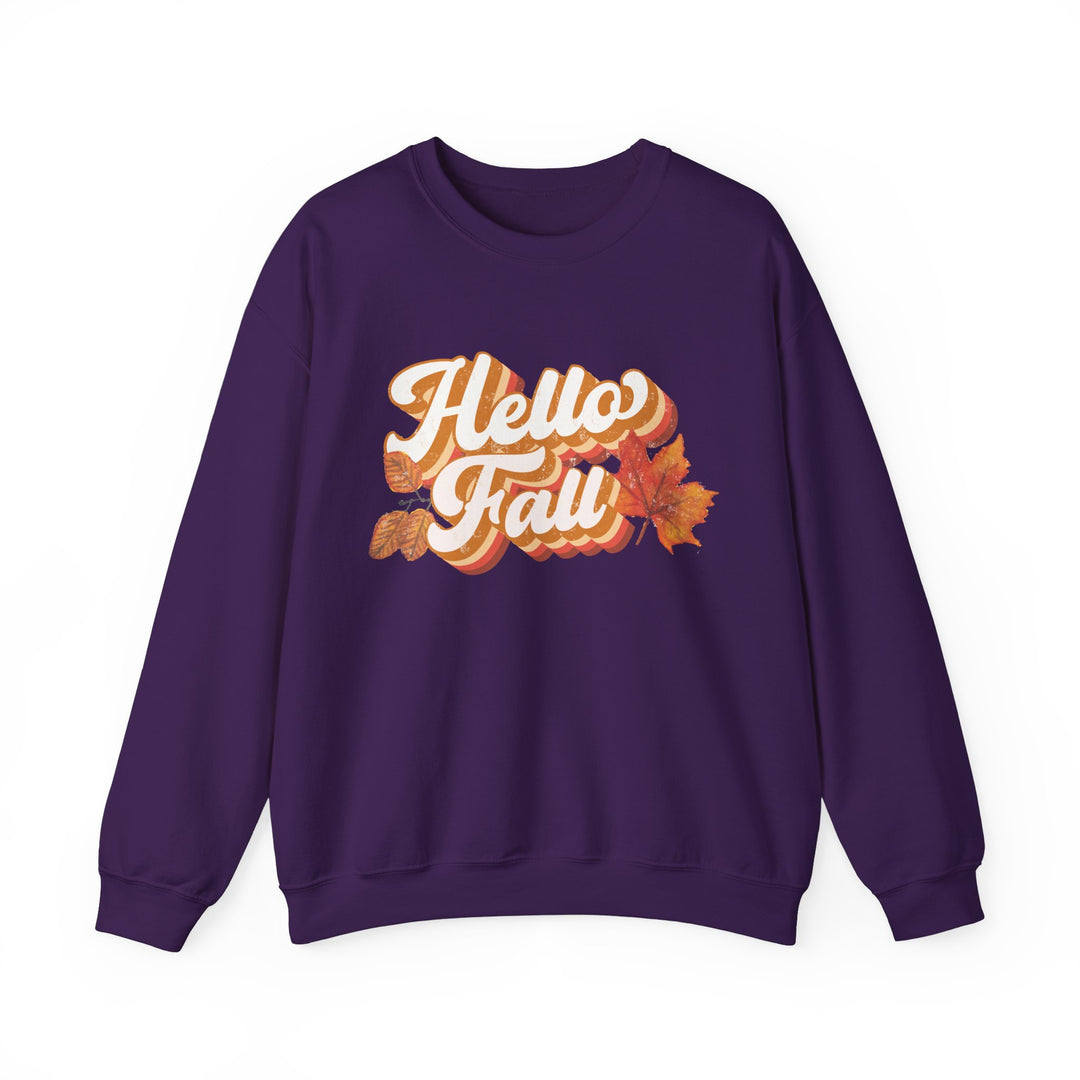 Retro Hello Fall - Unisex Heavy Blend™ Crewneck Sweatshirt
