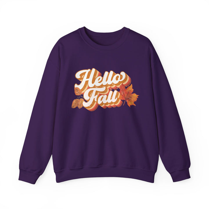 Retro Hello Fall - Unisex Heavy Blend™ Crewneck Sweatshirt