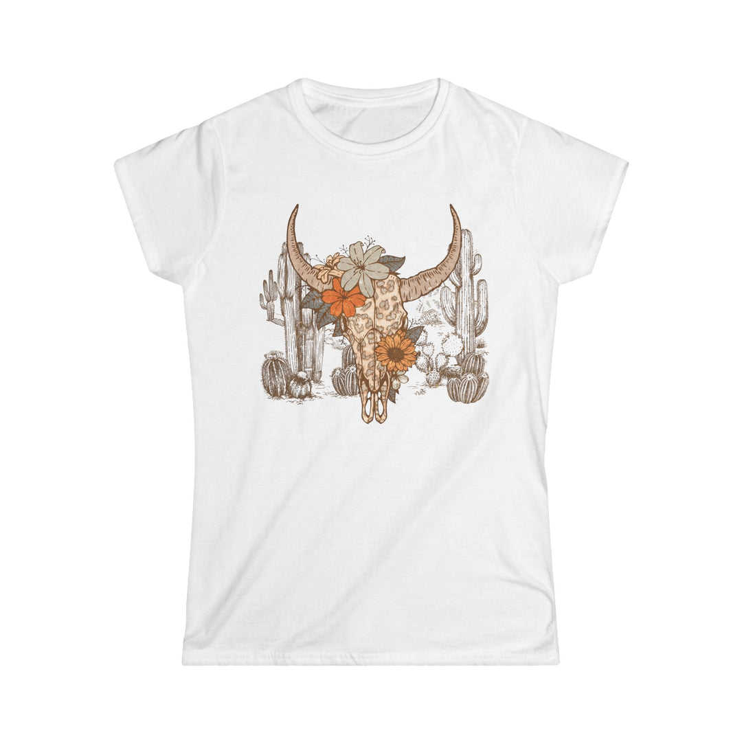 Flowery Leopard Skull - Women's Softstyle Tee