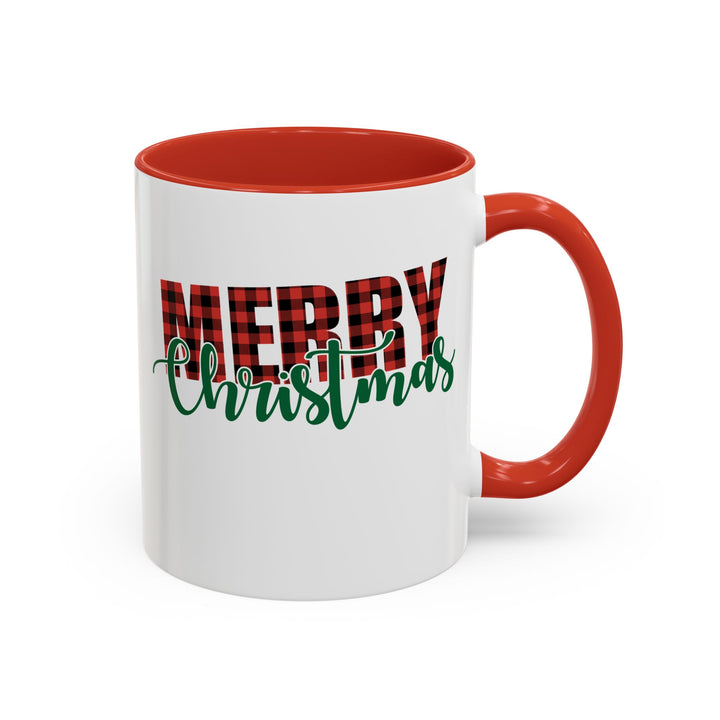 Merry Christmas Buffalo Plaid - Accent Coffee Mug (11, 15oz)