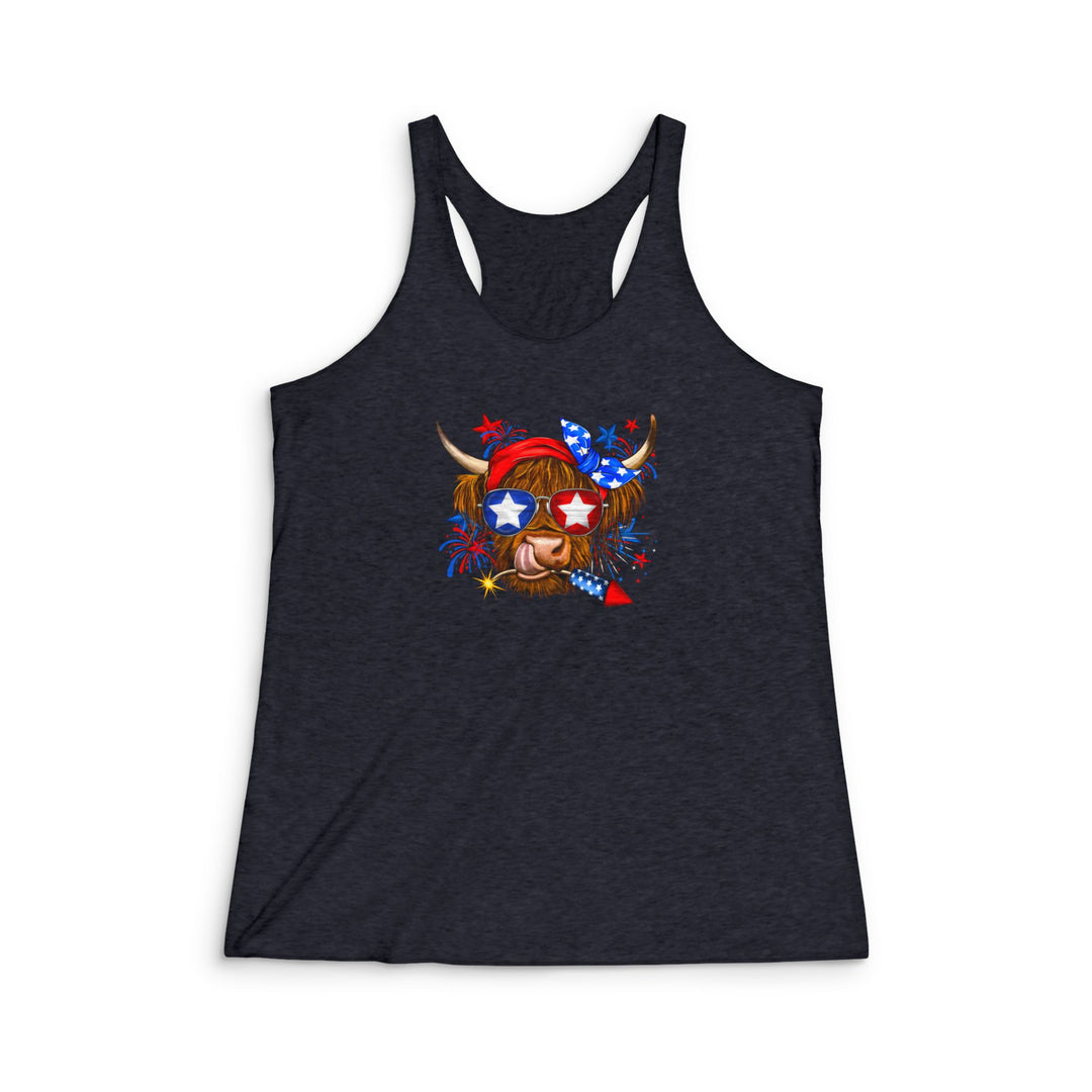 4th Of July Cow - Women's Tri-Blend Racerback Tank