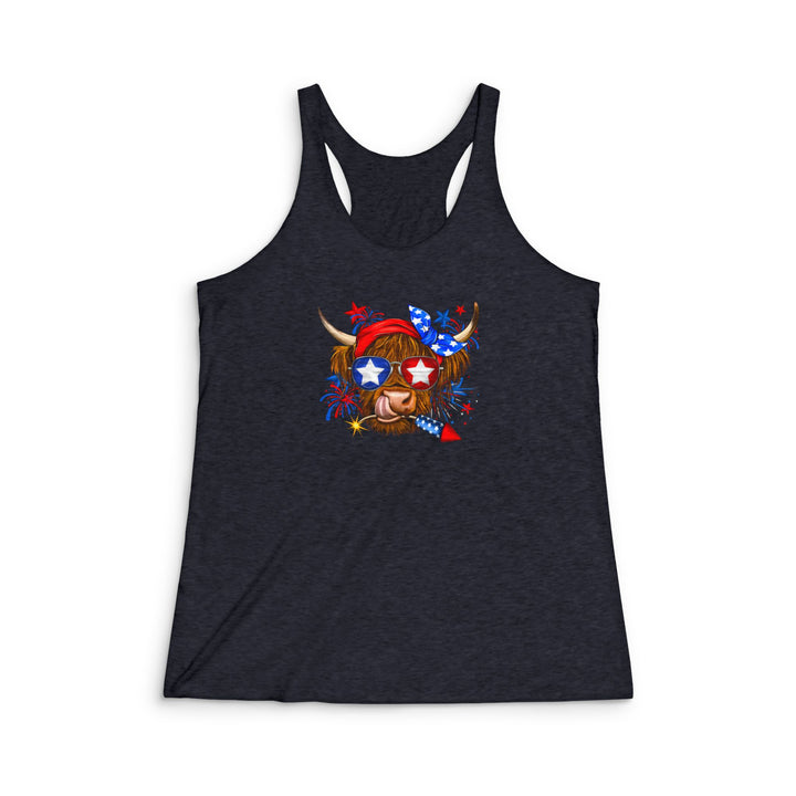 4th Of July Cow - Women's Tri-Blend Racerback Tank