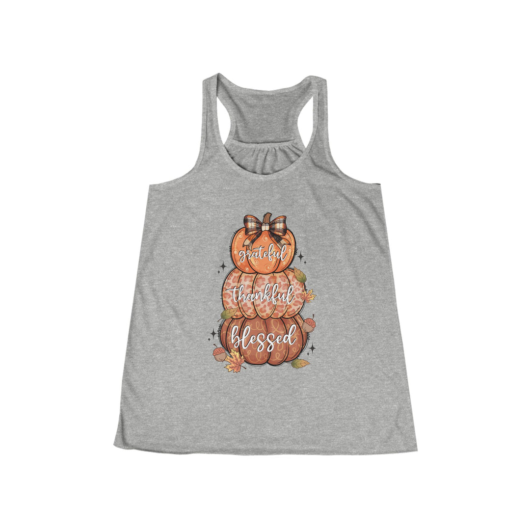 Grateful Thankful Blessed Pumpkins - Women's Flowy Racerback Tank