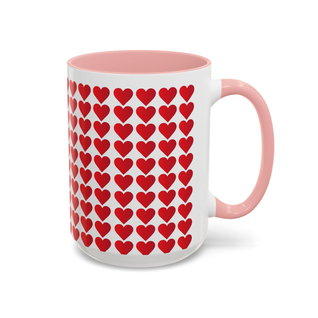 Red Valentine Hearts - Accent Coffee Mug (11, 15oz)