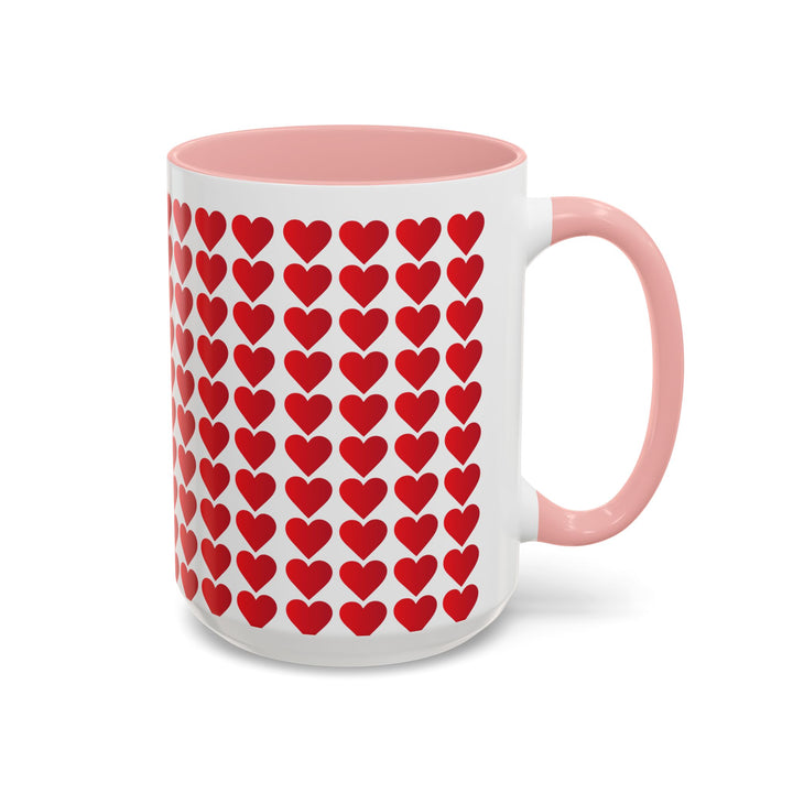 Red Valentine Hearts - Accent Coffee Mug (11, 15oz)