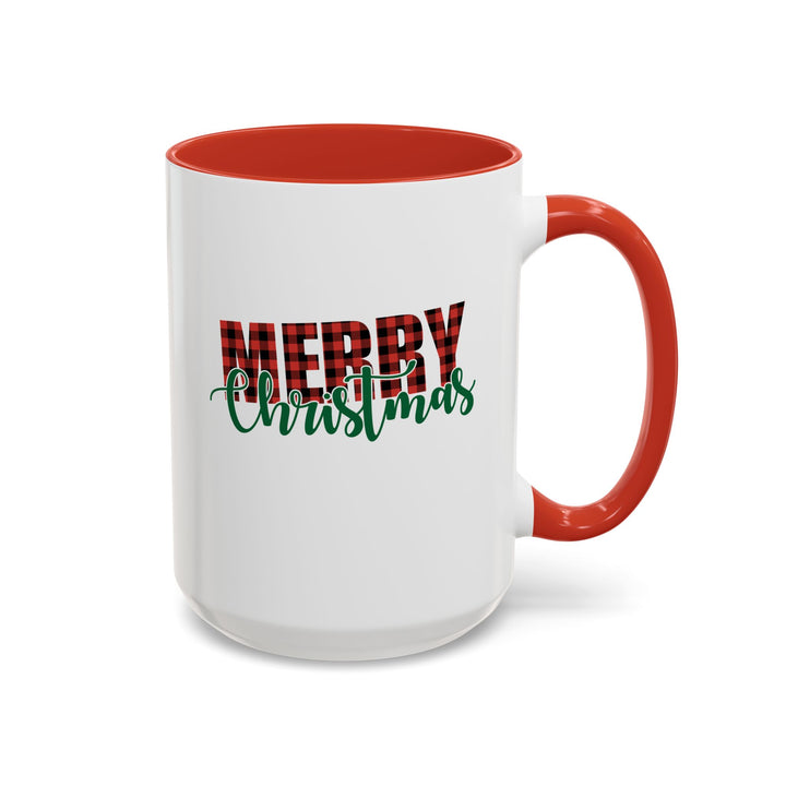 Merry Christmas Buffalo Plaid - Accent Coffee Mug (11, 15oz)