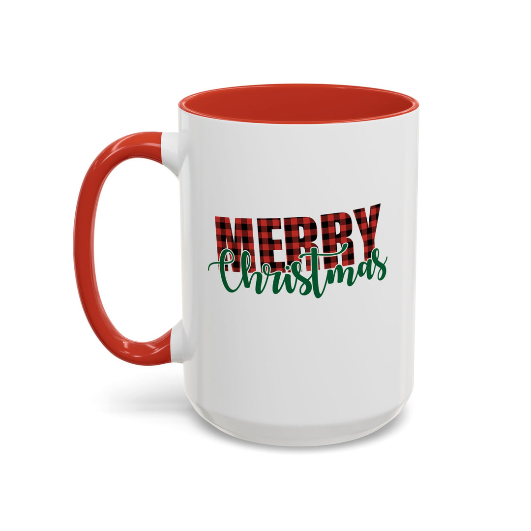 Merry Christmas Buffalo Plaid - Accent Coffee Mug (11, 15oz)