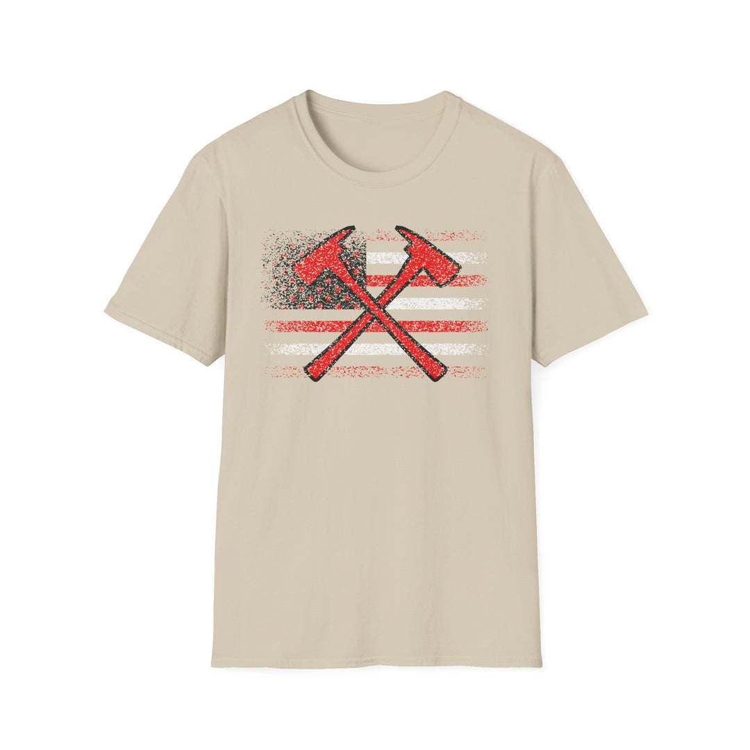 Firefighter American Flag - Unisex Softstyle T-Shirt